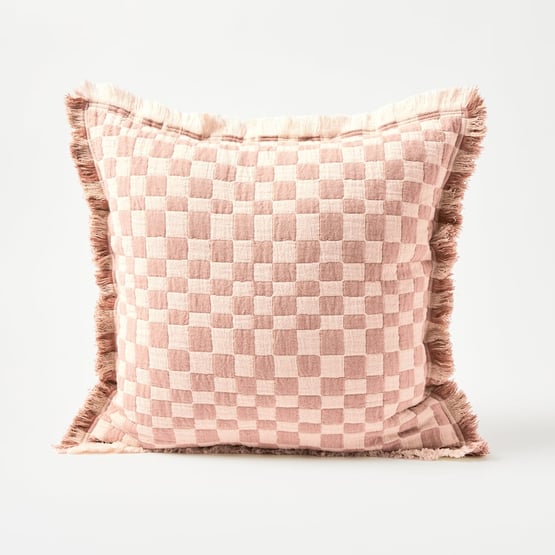 Beckett Hazelnut Check Cushion