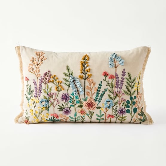Isabella Natural Floral Cushion