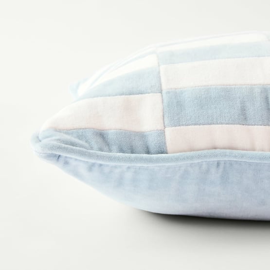 Sirena Blue Patchwork Check Cushion