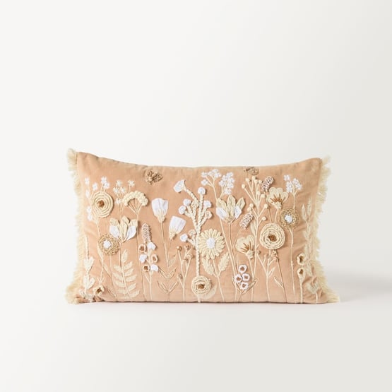 Rosabella Natural & Brown Floral Cushion