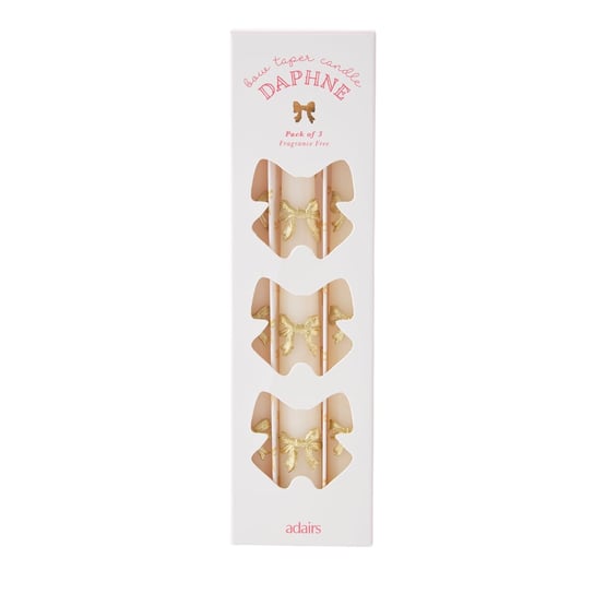 Daphne White & Gold Taper Candle Pack of 3