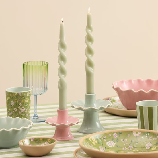 Frill Sage Tall Candleholder