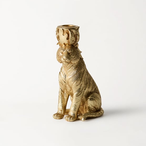 Sitting Gold Tiger Candle holder