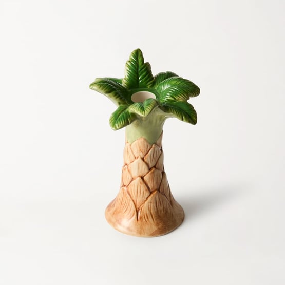 Palm Ceramic Multi Color Tall Candleholders