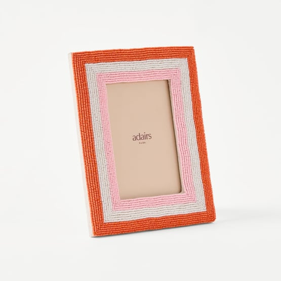 Amalfi Orange, Pink & White Beaded Portrait Frame