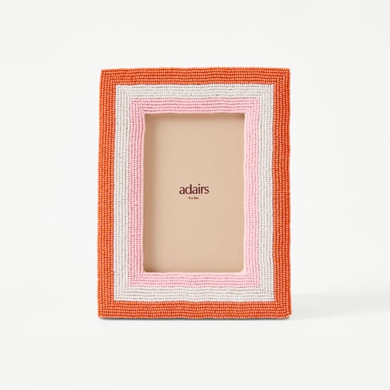 Amalfi Orange, Pink & White Beaded Portrait Frame