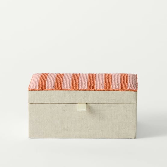 Amalfi Orange & Pink Stripe Beaded Trinket Box