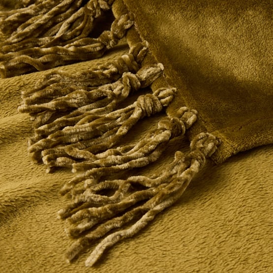 Aspen Moss Fleece Tassel Throw