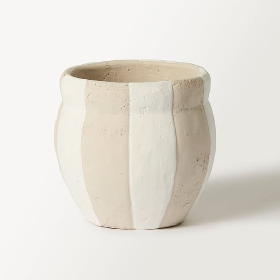 Capri Small White & Taupe Pot
