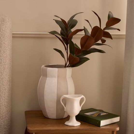 Capri Tall White & Taupe Pot