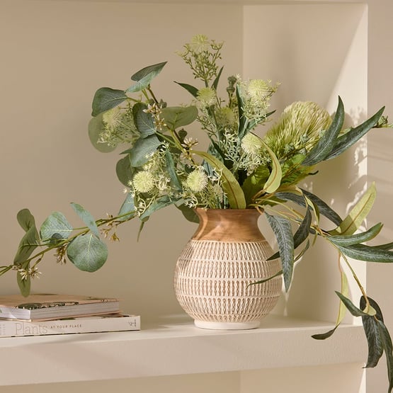 Banksia White &  Green Flower Bouquet  in Ceramic Vase