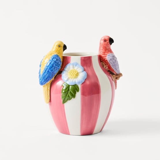 Summer Parrot Pink & White Short Vase