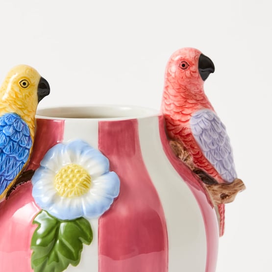 Summer Parrot Pink & White Short Vase