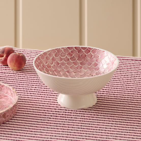 Sicily Raspberry Tile Capiz Pedestal Bowl