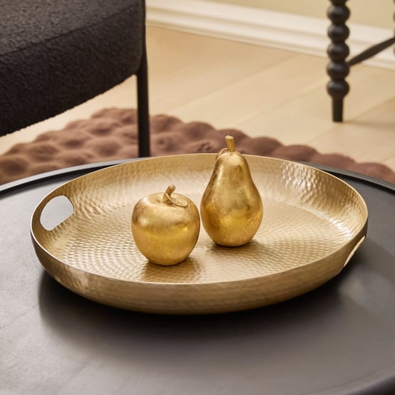 Gold Metal Round Tray	