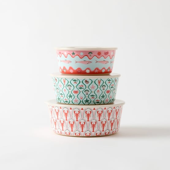 La Mer Coastal Lobster Melamine Containers Set of 3