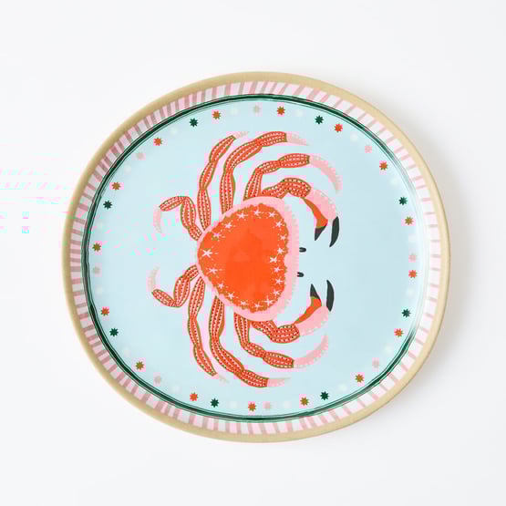 La Mer Coastal Crab Melamine Dinner Plate