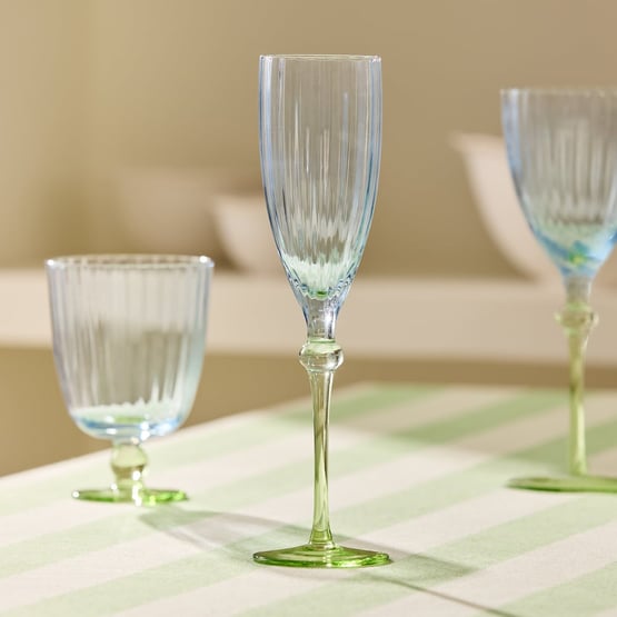 Carlita Drinkware Blue & Green Champagne Flute Pack of 2