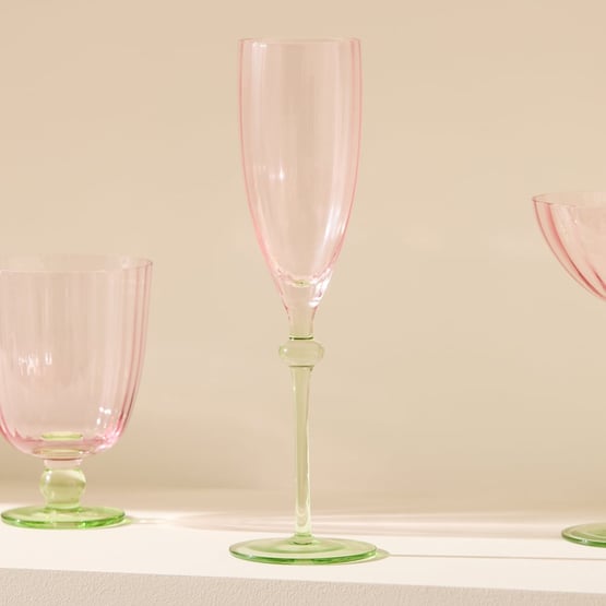 Carlita Drinkware Pink & Green Champagne Flute Pack of 2