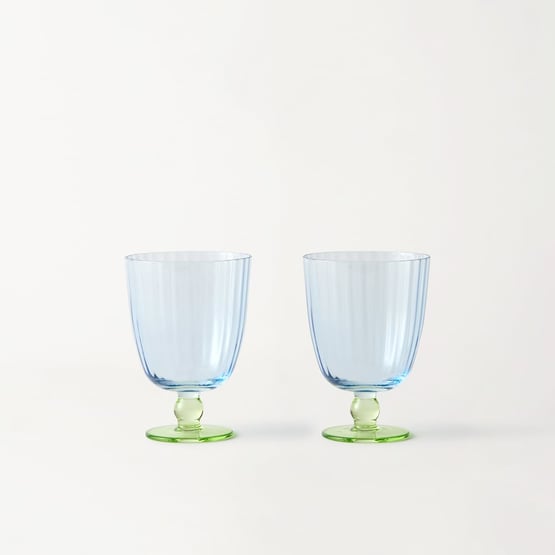 Carlita Drinkware Blue & Green Goblet Pack of 2