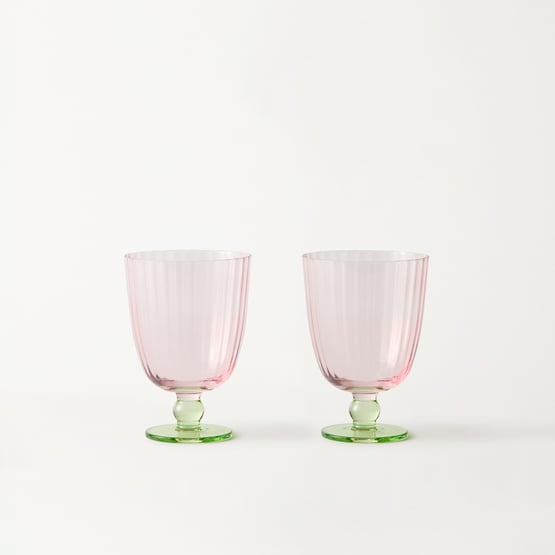 Carlita Drinkware Pink & Green Goblet Pack of 2