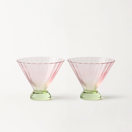 Carlita Drinkware Pink & Green Martini Glass Pack of 2