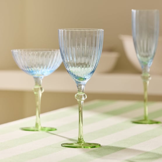 Carlita Drinkware Blue & Green Wine Glass Pack of 2
