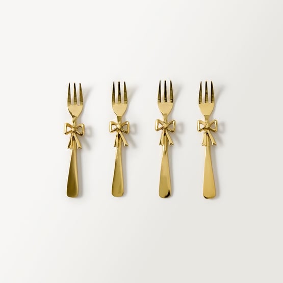 Bow Gold Cake Fork Set of 4