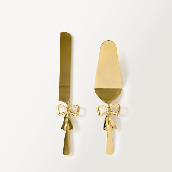 Bow Gold Cake Servers Set of 2
