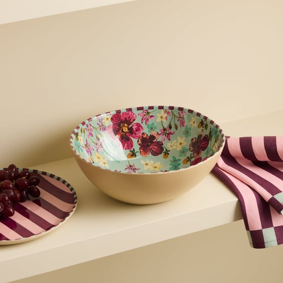 Camille Melamine Seaspray Floral Salad Bowl