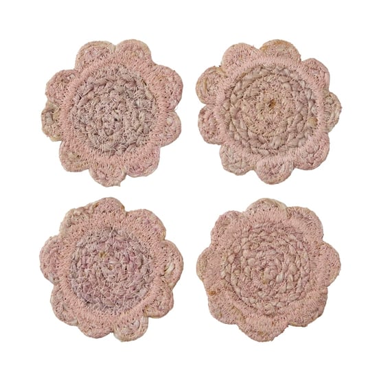 Siena Dusty Pink Scalloped Jute Coasters Pack of 4