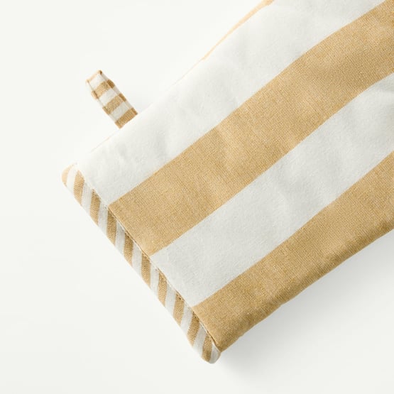 Ava Caramel & White Stripe Oven Mitts Pack of 2