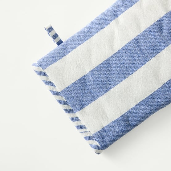 Ava Blue & White Stripe Oven Mitts Pack of 2