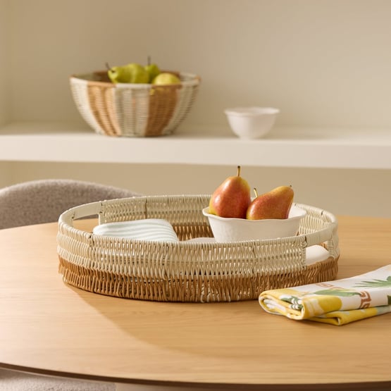 Nalu Woven Natural & White Tray