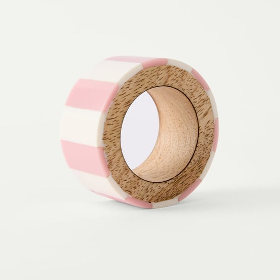 Umbria Pink & White Timber Napkin Ring Set of 2