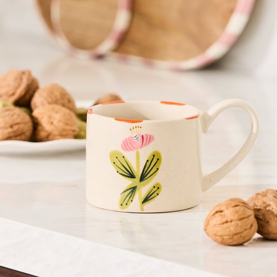 Tuscany Pink Flower & Orange Stripe Mug
