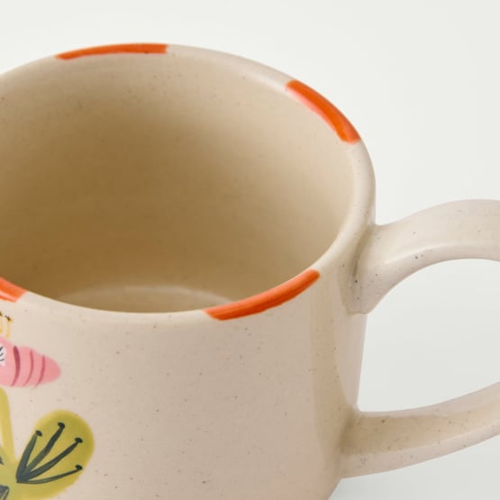 Tuscany Pink Flower & Orange Stripe Mug