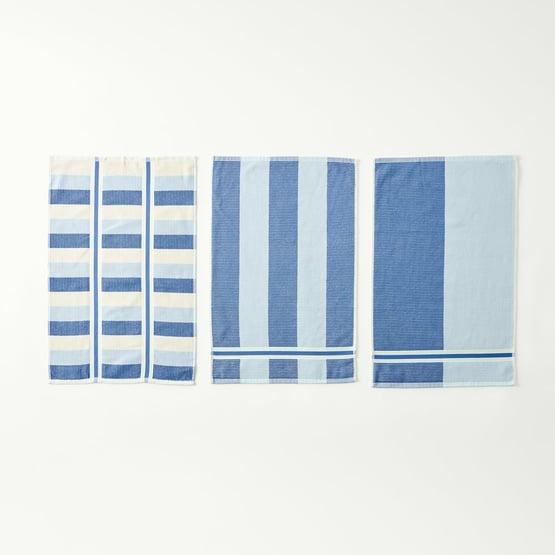 Australian Cotton Ocean Stripe Tea Towel Pack of 3