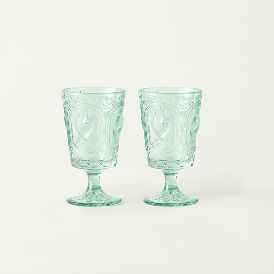 Heart Fern Green Wine Glass Pack of 2