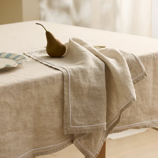 Mayfair Natural & White Trim Napkins Pack of 4