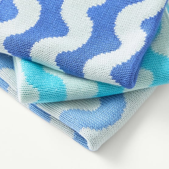 Dallas Blue Waves Bamboo Knitted Washcloths Pack of 3