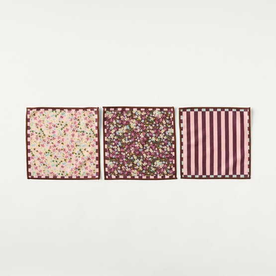Adeline Rose & Burgundy Stripe Microfibre Washcloths Pack of 3