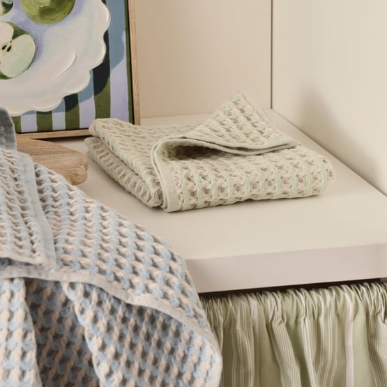 Willa Waffle Green & Blue Tea Towel Pack of 2