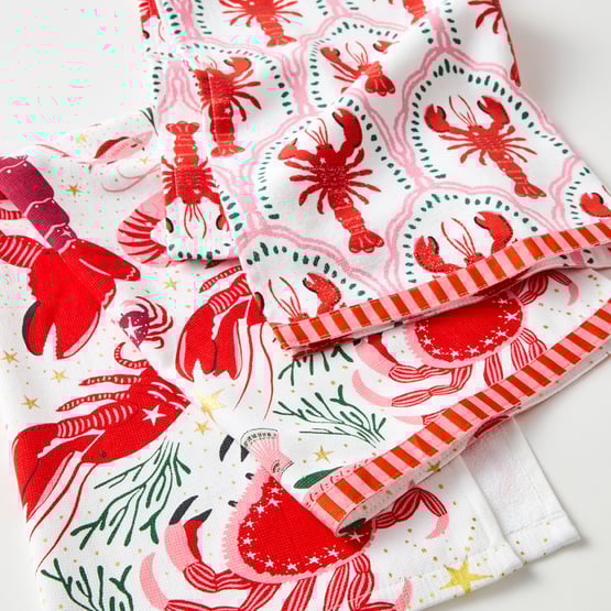 La Mer Lobster Tea Towel Pack of 2