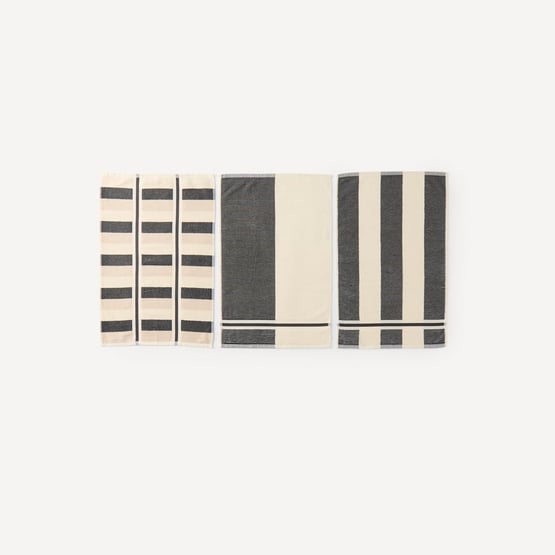 Australian Cotton Liquorice Stripe Tea Towel Pack of 3