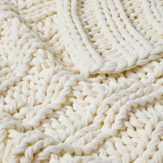 Newport White Chunky Knit Throw