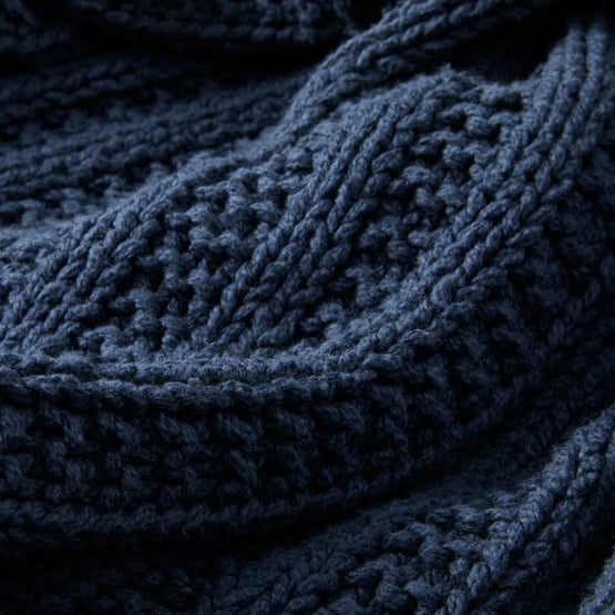 Riley Navy Knit Throw