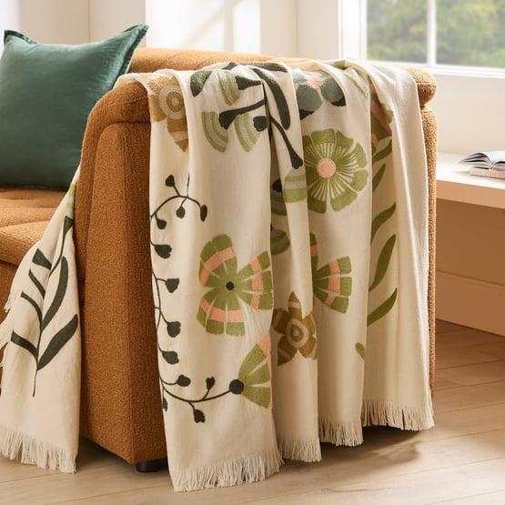 Gigi Green Floral Throw
