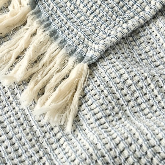 Bowie Blue & Natural Throw