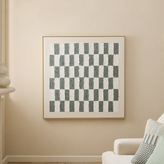 Linea Sage Checkerboard Square Canvas